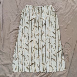 Bamboo Design Linen Midi Skirt